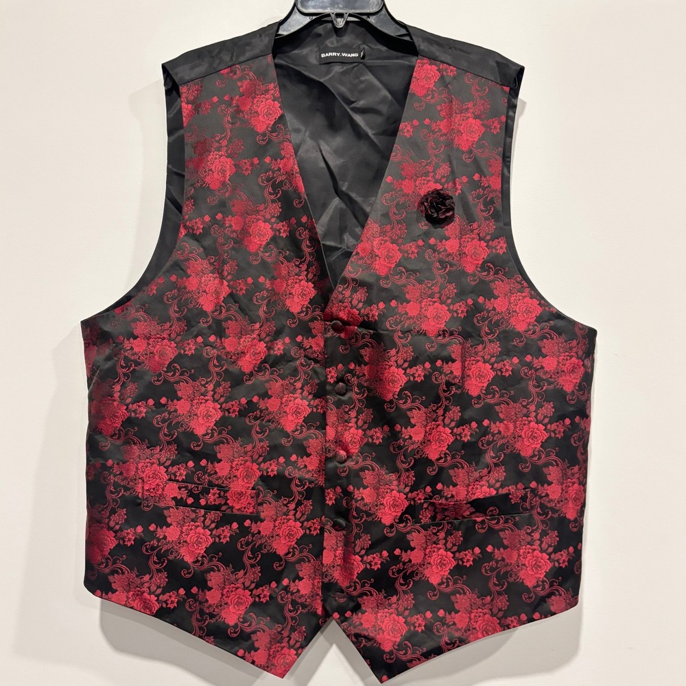 Barry Wang Mens Waistcoat Vest 3XL Floral Silk Jacquard Formal Victorian 21501